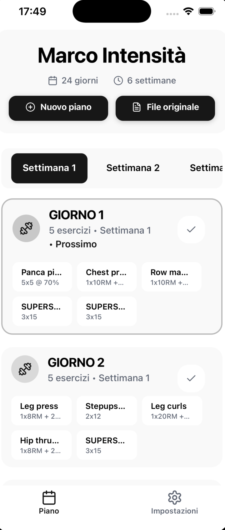 Gymbrosky — programma di allenamento nell'app